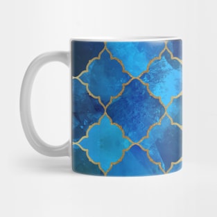 Sapphire Gemstone & Gold Moroccan Tile Pattern Mug